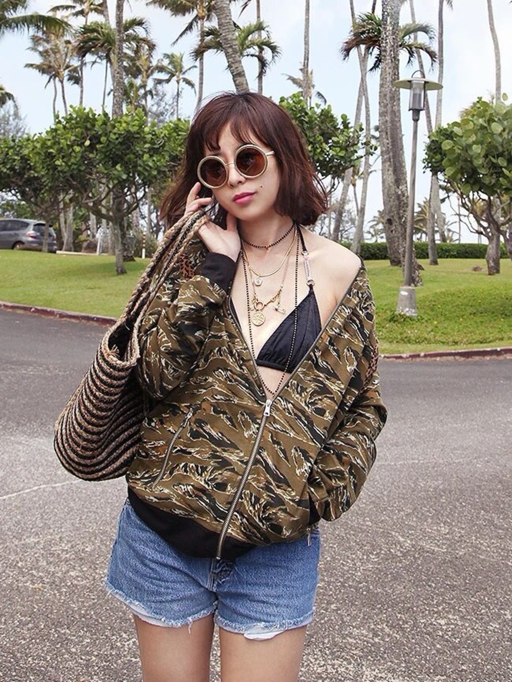 INC Camo & Leopard Print Bomber Jacket International Concepts M Small W Large